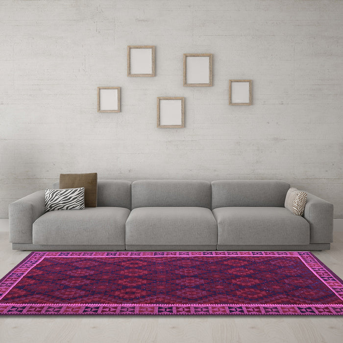 Machine Washable Oriental Purple Traditional Area Rugs in a Living Room, wshcon2433pur