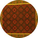 Round Oriental Yellow Traditional Rug, con2433yw