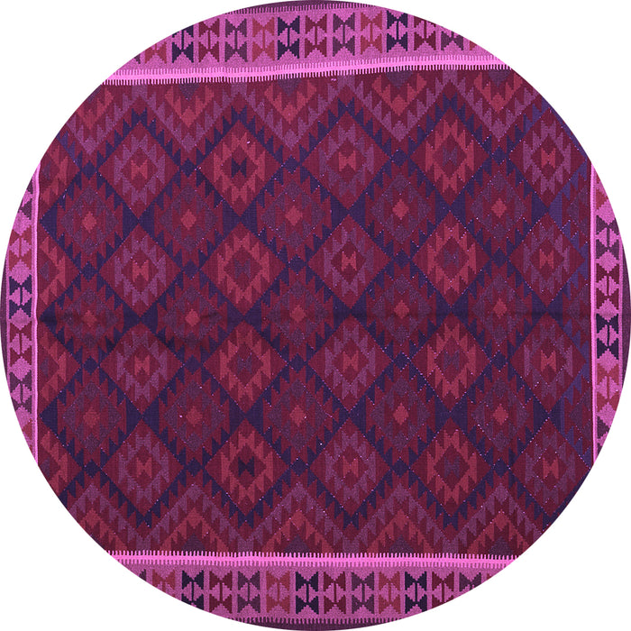 Round Machine Washable Oriental Purple Traditional Area Rugs, wshcon2433pur