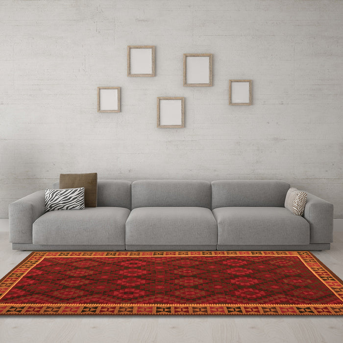 Machine Washable Oriental Orange Traditional Area Rugs in a Living Room, wshcon2433org