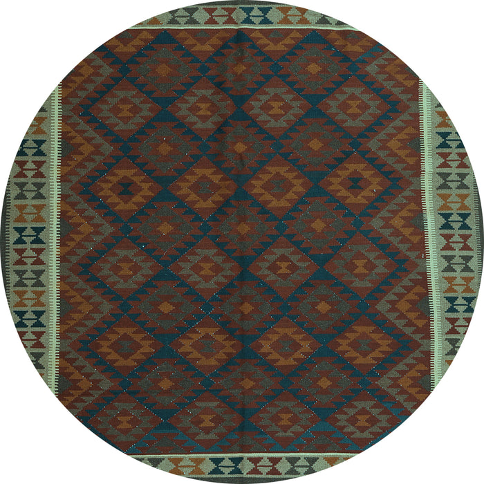 Round Oriental Light Blue Traditional Rug, con2433lblu