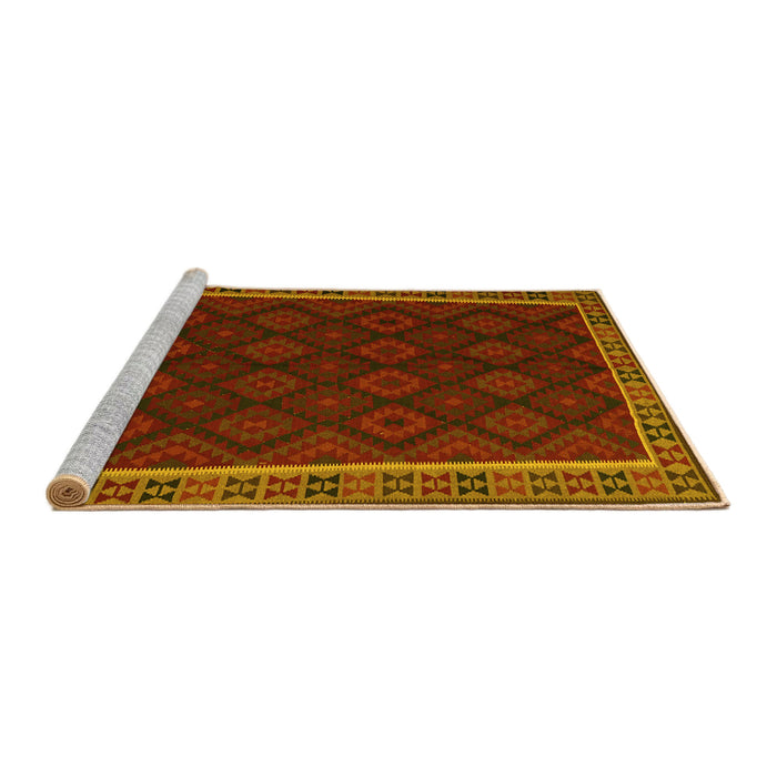 Sideview of Machine Washable Oriental Yellow Traditional Rug, wshcon2433yw