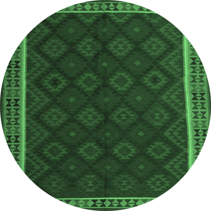 Round Oriental Emerald Green Traditional Rug, con2433emgrn