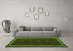 Machine Washable Oriental Green Traditional Area Rugs in a Living Room,, wshcon2433grn