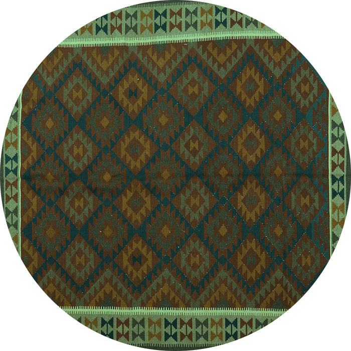 Round Oriental Turquoise Traditional Rug, con2433turq