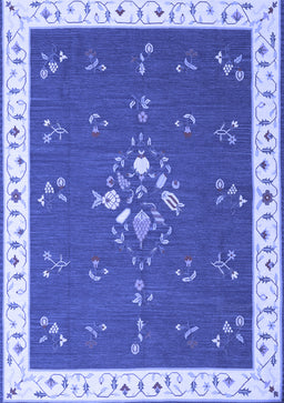 Abstract Blue Contemporary Rug, con2434blu
