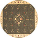 Round Abstract Brown Contemporary Rug, con2434brn