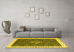 Machine Washable Abstract Yellow Contemporary Rug in a Living Room, wshcon2434yw