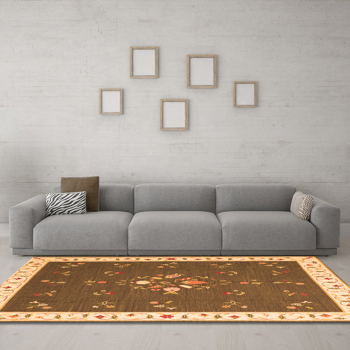 Machine Washable Abstract Orange Contemporary Area Rugs in a Living Room, wshcon2434org