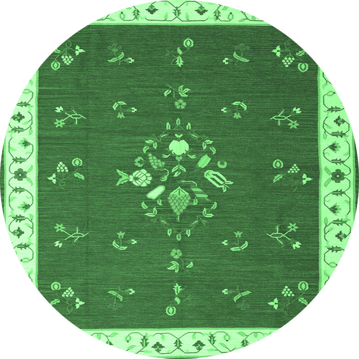 Round Abstract Emerald Green Contemporary Rug, con2434emgrn