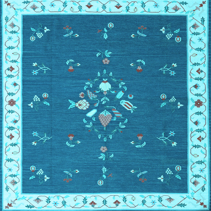 Square Abstract Light Blue Contemporary Rug, con2434lblu
