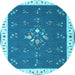 Round Machine Washable Abstract Light Blue Contemporary Rug, wshcon2434lblu