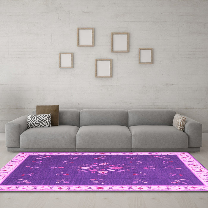 Machine Washable Abstract Pink Contemporary Rug in a Living Room, wshcon2434pnk