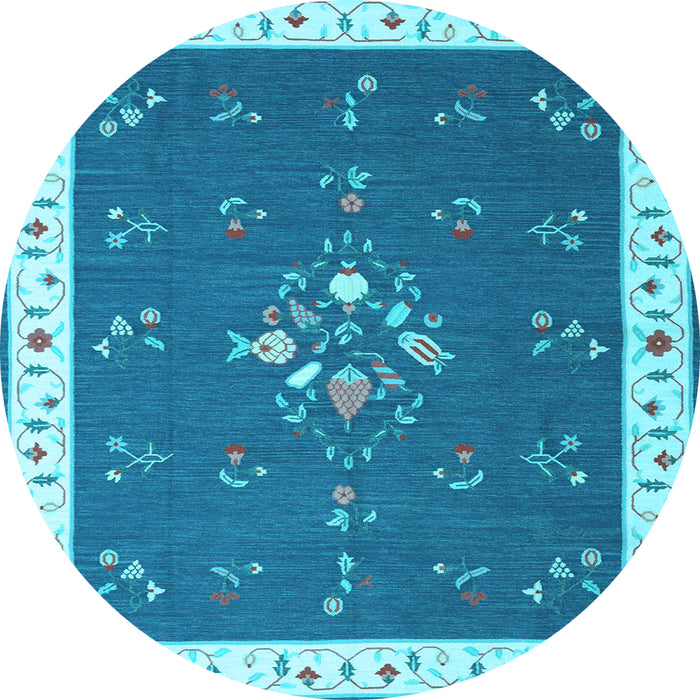 Round Abstract Light Blue Contemporary Rug, con2434lblu