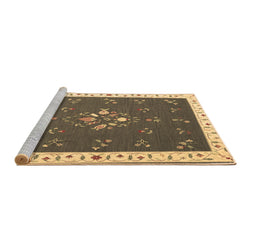 Sideview of Machine Washable Abstract Brown Contemporary Rug, wshcon2434brn