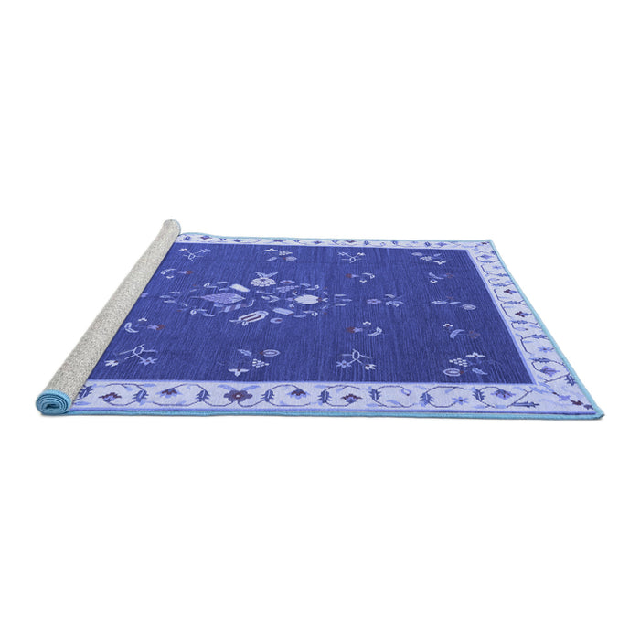 Sideview of Machine Washable Abstract Blue Contemporary Rug, wshcon2434blu