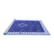 Sideview of Machine Washable Abstract Blue Contemporary Rug, wshcon2434blu