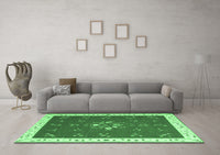 Machine Washable Abstract Emerald Green Contemporary Rug, wshcon2434emgrn