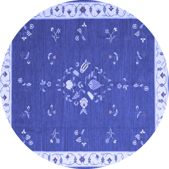 Round Abstract Blue Contemporary Rug, con2434blu