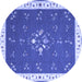 Round Abstract Blue Contemporary Rug, con2434blu