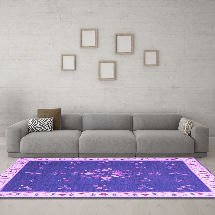 Machine Washable Abstract Purple Contemporary Area Rugs in a Living Room, wshcon2434pur