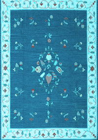 Abstract Light Blue Contemporary Rug, con2434lblu