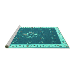 Sideview of Machine Washable Abstract Turquoise Contemporary Area Rugs, wshcon2434turq