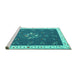 Sideview of Machine Washable Abstract Turquoise Contemporary Area Rugs, wshcon2434turq