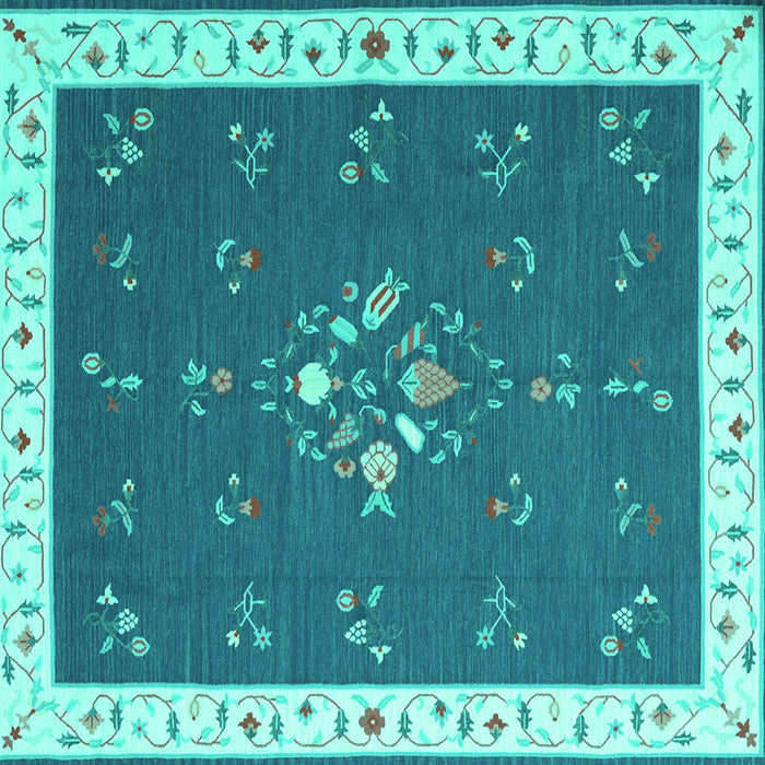 Square Abstract Turquoise Contemporary Rug, con2434turq
