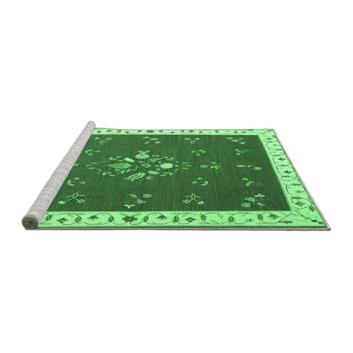 Sideview of Machine Washable Abstract Emerald Green Contemporary Area Rugs, wshcon2434emgrn