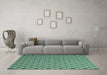 Machine Washable Trellis Turquoise Modern Area Rugs in a Living Room,, wshcon2435turq