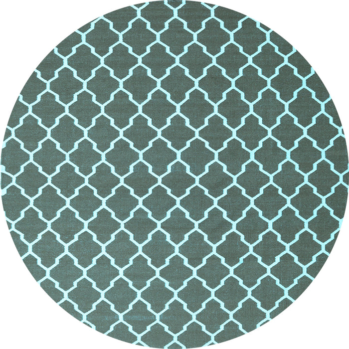 Round Machine Washable Trellis Light Blue Modern Rug, wshcon2435lblu