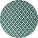 Round Machine Washable Trellis Light Blue Modern Rug, wshcon2435lblu