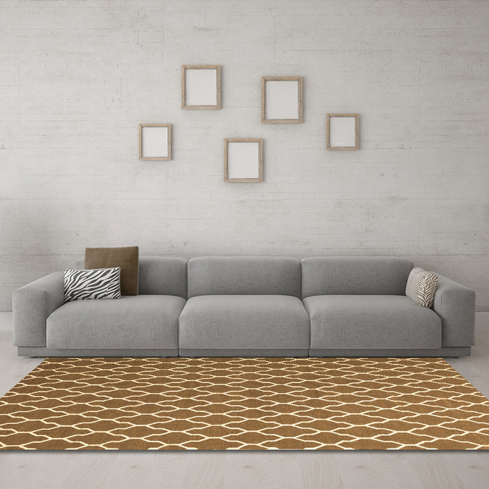 Machine Washable Trellis Brown Modern Rug in a Living Room,, wshcon2435brn