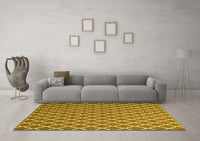 Machine Washable Trellis Yellow Modern Rug, wshcon2435yw