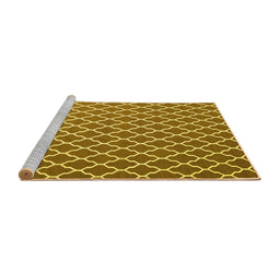 Sideview of Machine Washable Trellis Yellow Modern Rug, wshcon2435yw