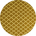 Round Machine Washable Trellis Yellow Modern Rug, wshcon2435yw