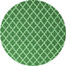 Round Machine Washable Trellis Emerald Green Modern Area Rugs, wshcon2435emgrn