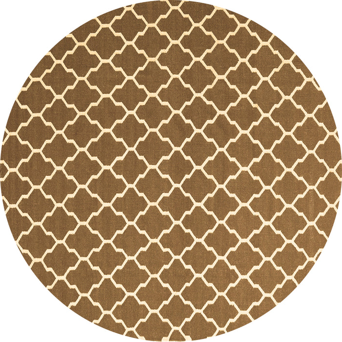 Round Machine Washable Trellis Brown Modern Rug, wshcon2435brn