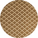 Round Machine Washable Trellis Brown Modern Rug, wshcon2435brn