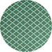 Round Machine Washable Trellis Turquoise Modern Area Rugs, wshcon2435turq