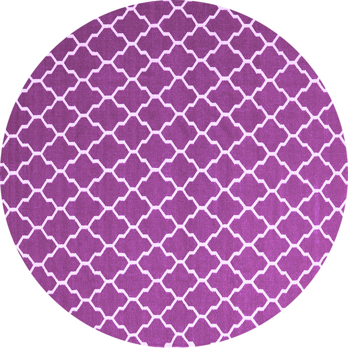 Round Machine Washable Trellis Purple Modern Area Rugs, wshcon2435pur