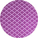 Round Machine Washable Trellis Purple Modern Area Rugs, wshcon2435pur