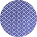 Round Machine Washable Trellis Blue Modern Rug, wshcon2435blu