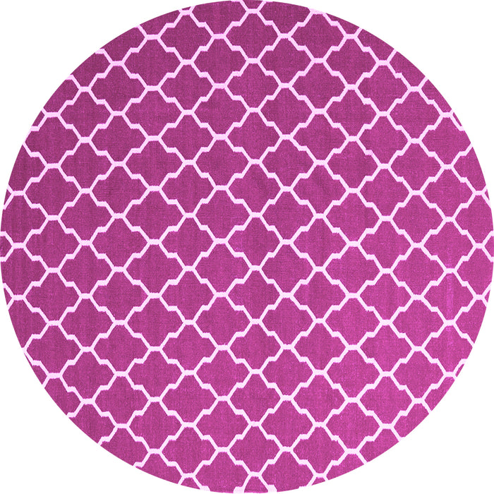 Round Machine Washable Trellis Pink Modern Rug, wshcon2435pnk
