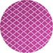 Round Machine Washable Trellis Pink Modern Rug, wshcon2435pnk