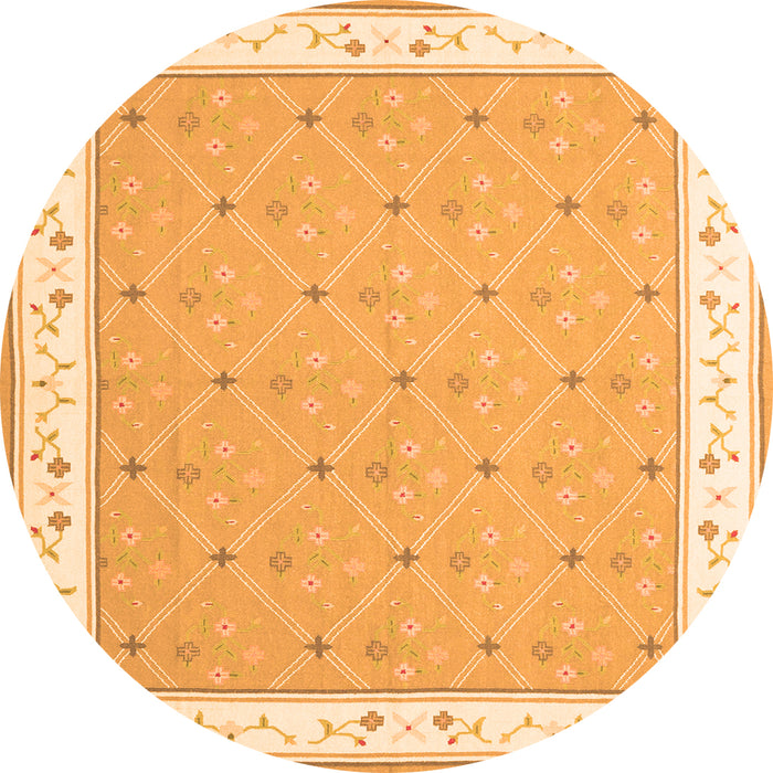 Square Abstract Orange Contemporary Rug, con2436org