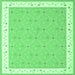 Square Machine Washable Abstract Emerald Green Contemporary Area Rugs, wshcon2436emgrn