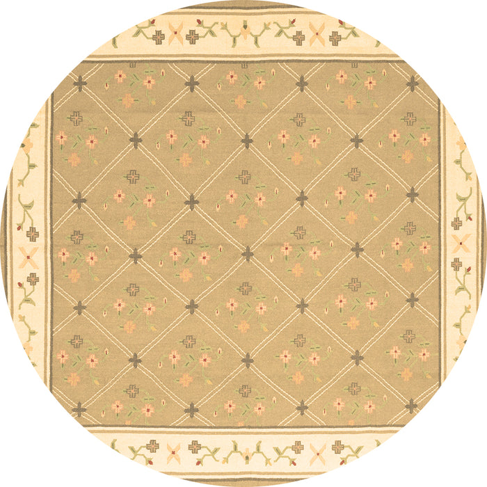 Round Machine Washable Abstract Brown Contemporary Rug, wshcon2436brn