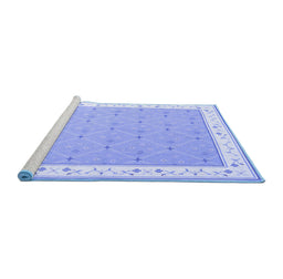 Sideview of Machine Washable Abstract Blue Contemporary Rug, wshcon2436blu